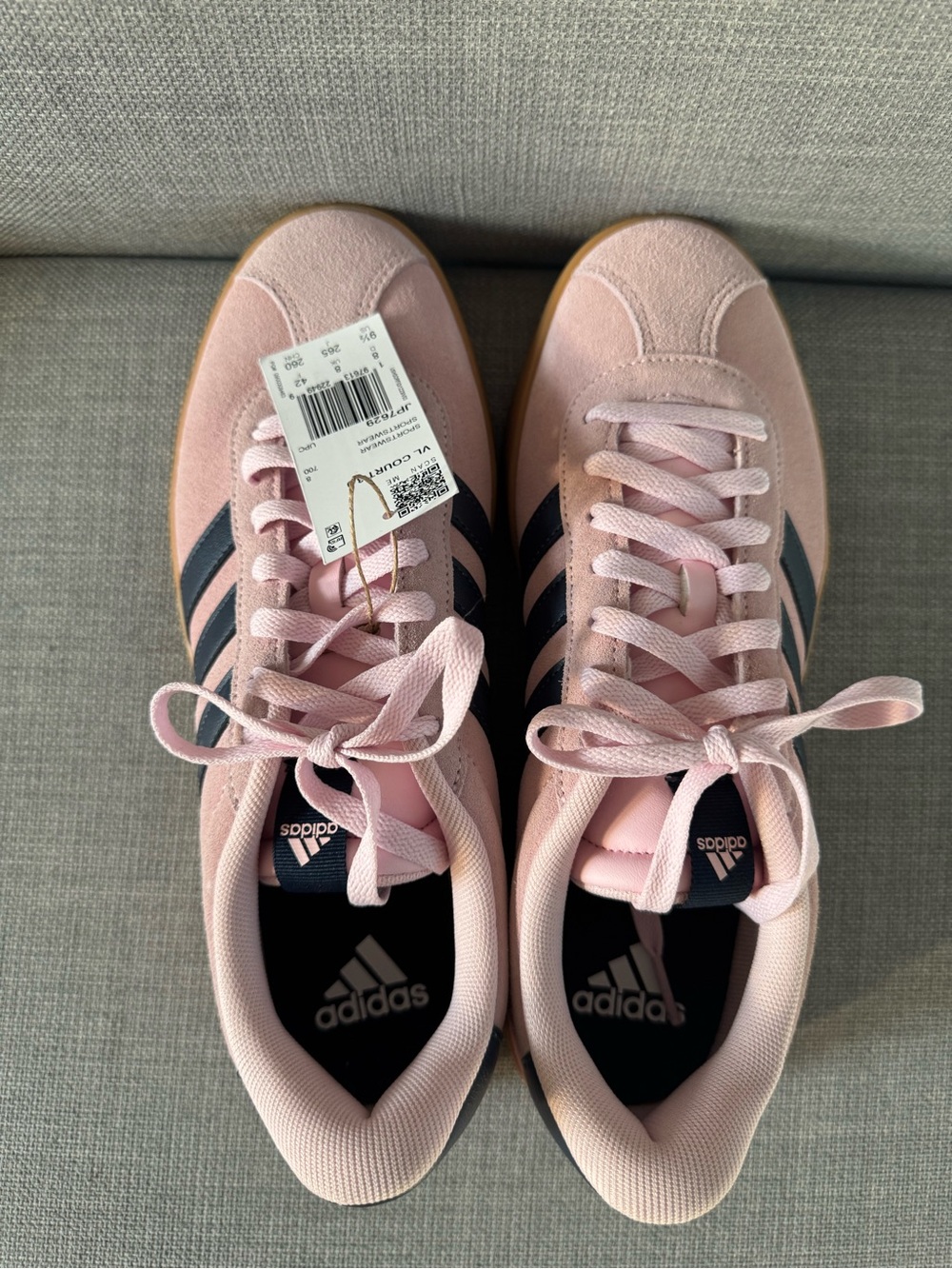 adidas Pink Sneakers with Navy Stripes and Gum Sole - Never Worn!